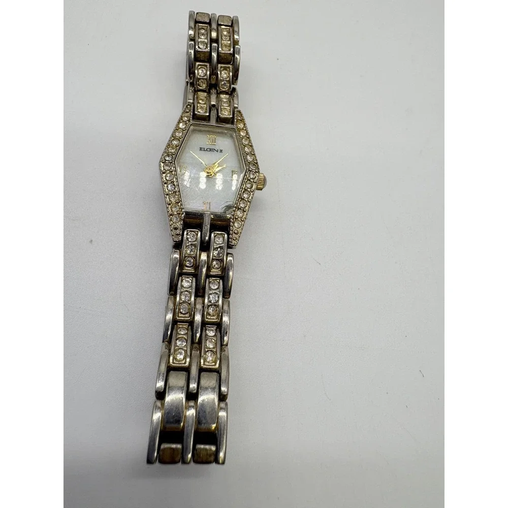 Elgin II Women's Hexagonal Crystal Bezel Mother of Pearl Dial‎ Watch
